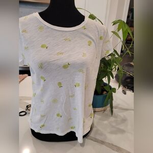 LOFT White and Green Vintagw Soft Short Sleeve T-Shirt W Limes!!
